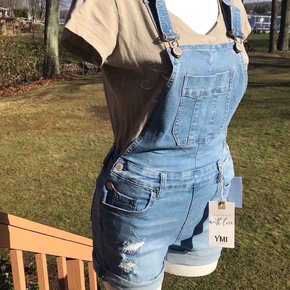 3/$25💜NWT YMI Jean shorts overalls - Picture 2 of 7